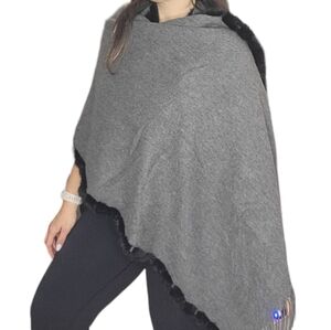 MITCHIE'S 90% Wool & 10% Cashmere Wrap with MINK Fur